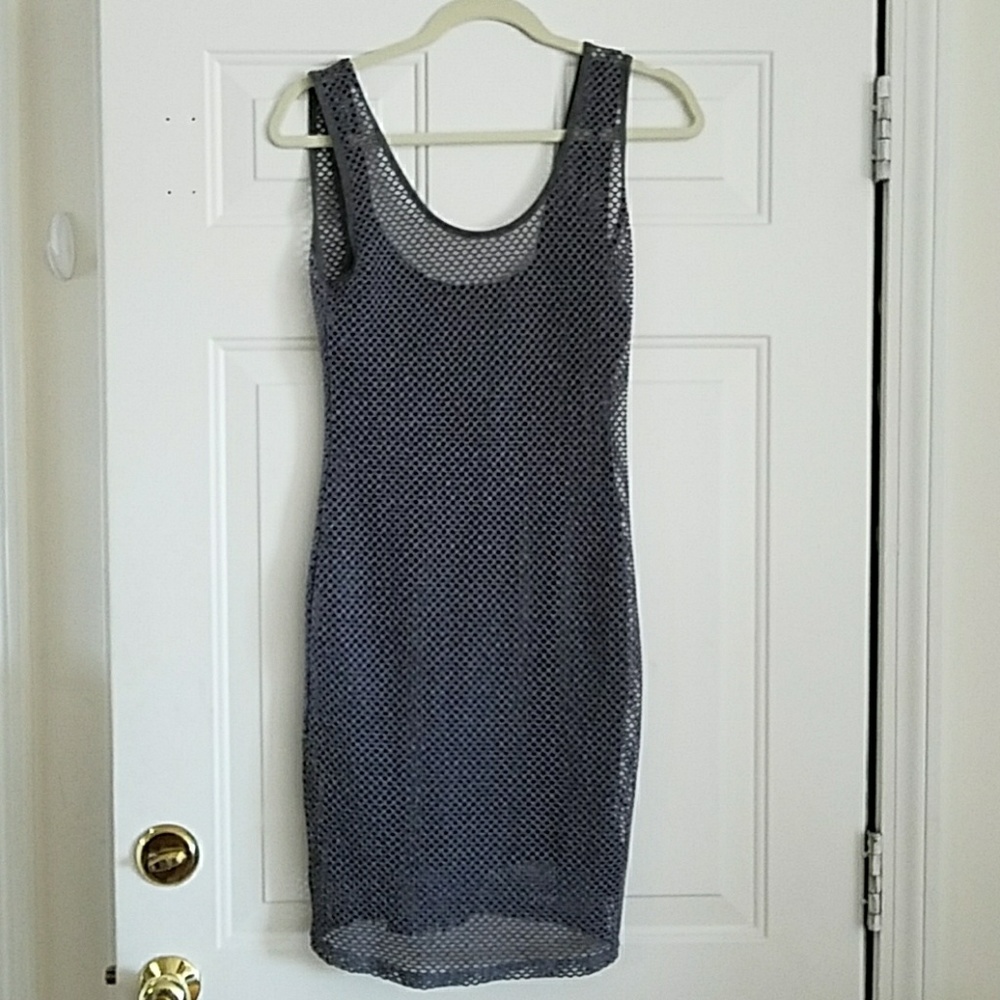 Topshop Gray heather Mesh Dress